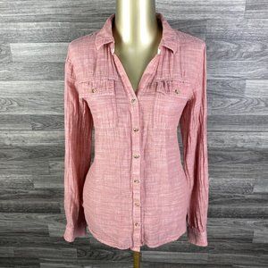 MAURICES Button Down Long Sleeve Red/Faded Casual Shirt Women's Size Medium